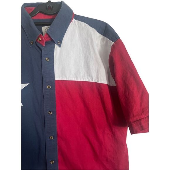 Gibson Mens Multicolor USA Texas Flag Lone Star Short Sleeve Button Down Shirt X - Picture 2 of 12